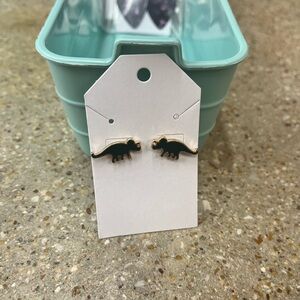 Black Dinosaur Stud Earrings